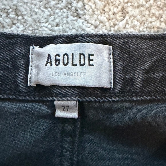 AGOLDE 90s Mid Rise Loose Jeans Womens 27 Black Distressed Straight Leg Grunge - Picture 6 of 9